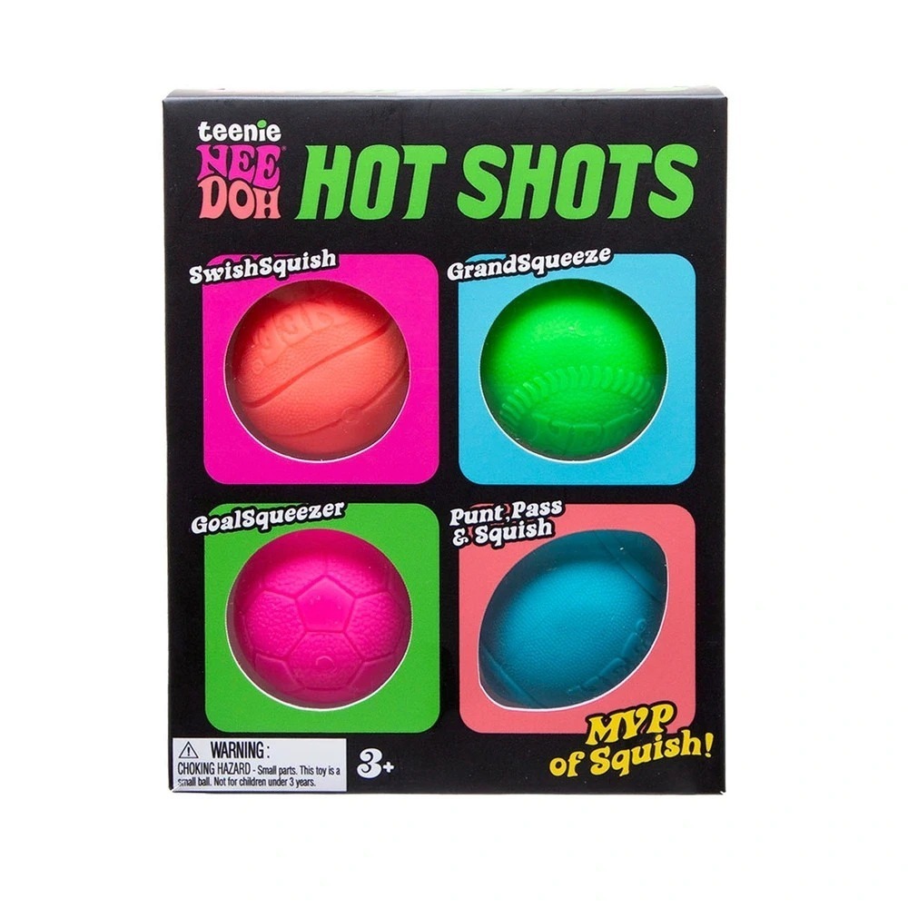 NeeDoh Schylling Teenie Hot Shots 4 Pack Sensory Stress Ball Fidget Toy NWT